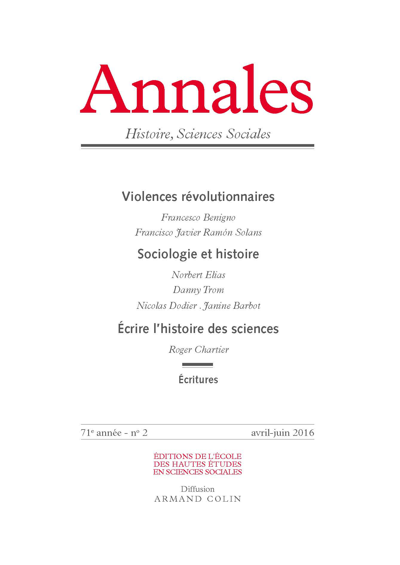 2016/2 - Violences révolutionnaires - Sociologie et histoire - Écrire l’histoire des sciences
